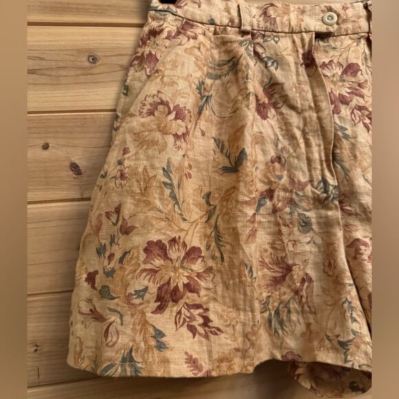 Vintage Lauren Ralph Lauren Size Small High Rise Linen Floral Print Short - Picture 5 of 9